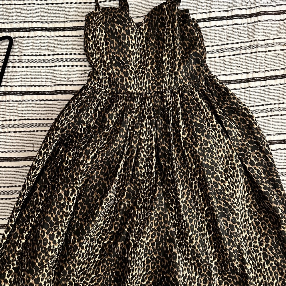 Vixen by Micheline Pitt Sweetheart Swing Leopard Print Dress